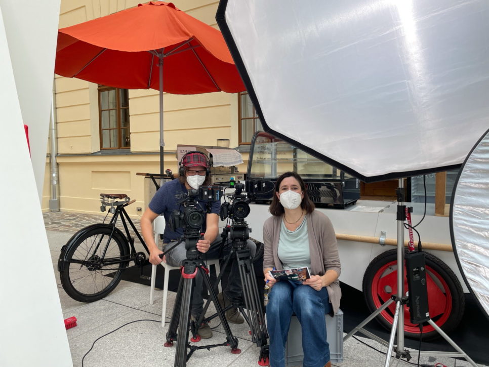 Tobias Lindner und Alexandra Nocke bei den Dreharbeiten